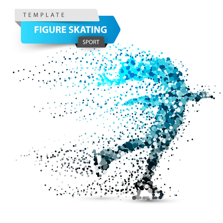 Woman figure skating on the white background.のイラスト素材