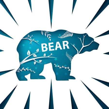 Cartoon paper landscape. Bear illustration. Vector eps 10のイラスト素材