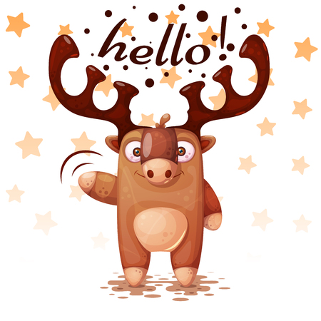 Crazy, funny, cute paper deer characters Vector eps 10のイラスト素材