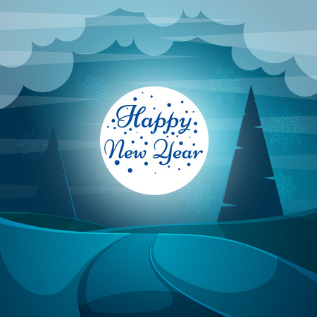 Cartoon paper happy new year. Merry christmas.のイラスト素材