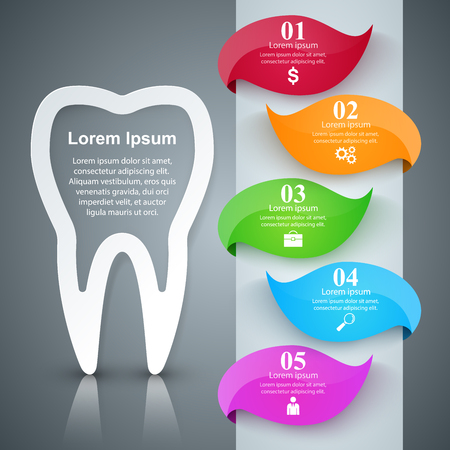 Business Infographics origami style Vector illustration. Tooth icon.のイラスト素材