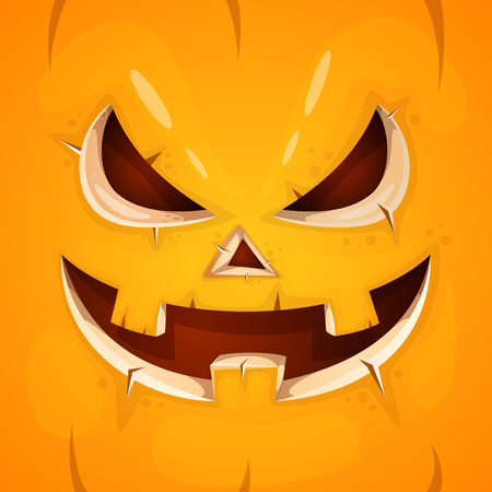 Funny, cute crazy pumpkin character. Halloween illustration. For printing on T-shirts. Vector eps 10のイラスト素材