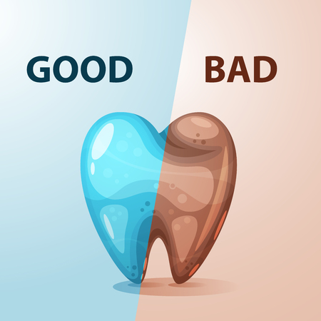 Good and bad tooth illustration.のイラスト素材