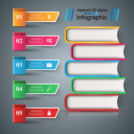 Book, read, education - school infographic Vector eps 10のイラスト素材