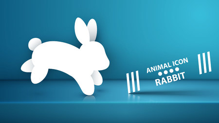 Paper rabbit icon on the blue studio. Vector eps 10のイラスト素材