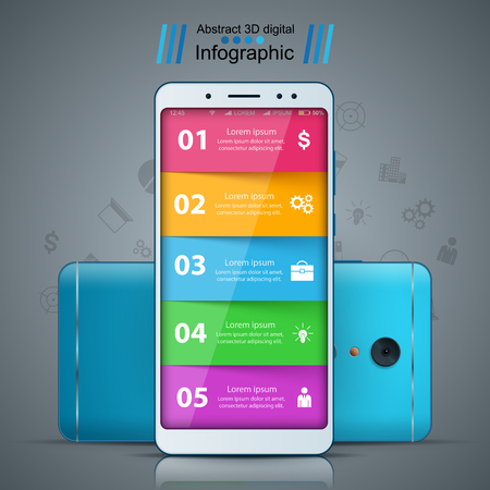 Business infographic. Smartphone realistic icon. Vector eps 10のイラスト素材
