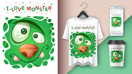 Cute monster - mockup for your ideaのイラスト素材