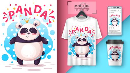 Cute panda - mockup for your idea. Vector eps 10のイラスト素材