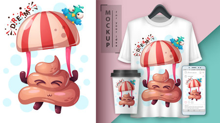 Bird and poop - mockup for your idea.のイラスト素材