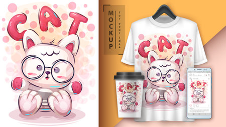 Teddy kitty poster and merchandisingのイラスト素材