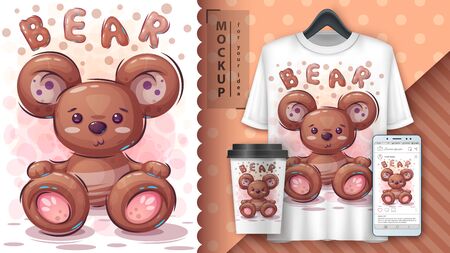 Teddy bear poster and merchandising. Vector eps 10のイラスト素材
