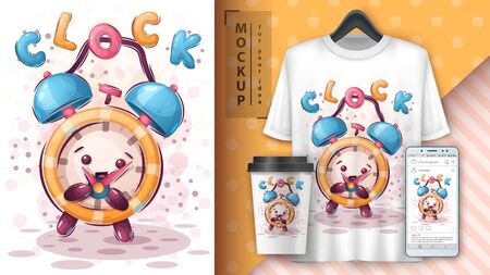 Alarm clock poster and merchandising.のイラスト素材