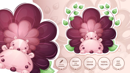 Cute hedgehog family - funny patternのイラスト素材