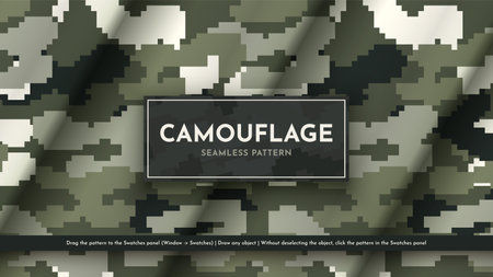 Seamless Camouflage Pattern. War Illustration. Traditional Military Texture. Army Modern Backgroundのイラスト素材