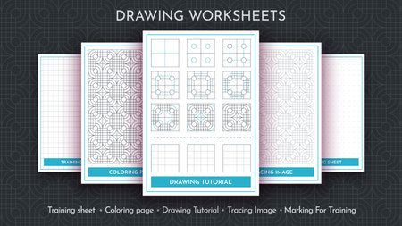 How to Draw a Pattern. Step by Step Drawing Tutorial. Draw Guide Worksheet. Simple Instruction for Kids and Adultsのイラスト素材
