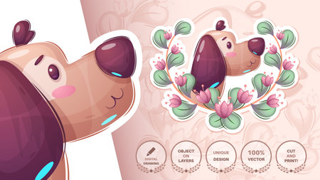 Dog Cartoon Character. Cute Amimal. Illustration for Kidsのイラスト素材