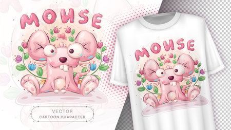 Cartoon character animal crazy mouseのイラスト素材