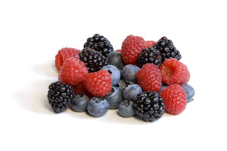 Mixed berries on a white backgroundの写真素材