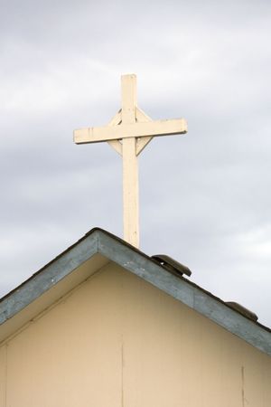 Religgious cross on top of churchの写真素材
