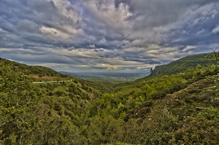 Greek Landscape in spring with macchia