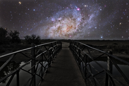 Bridge on a distant planet near the triangulum galaxyの写真素材