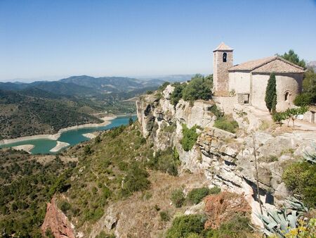 church in catalan villageの写真素材