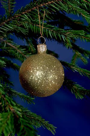 New-Year tree decorations on blueの写真素材