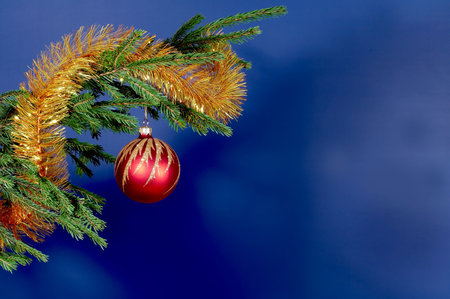 New-Year tree decorations on blue
