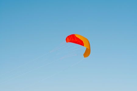 Red and yellow power kiteの写真素材