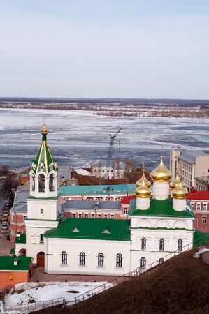 Vintage church in winter, Nizhniy Novgorod, Russiaの写真素材