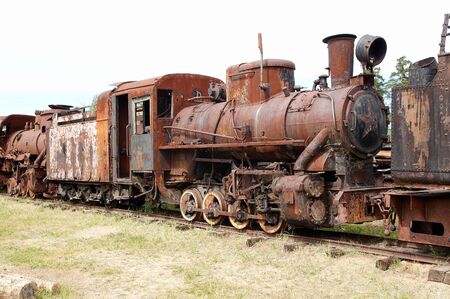 Little russian black steam locomotiveの写真素材