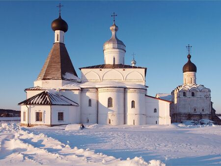 Little monastery in Ferapontovo village, Russiaの写真素材