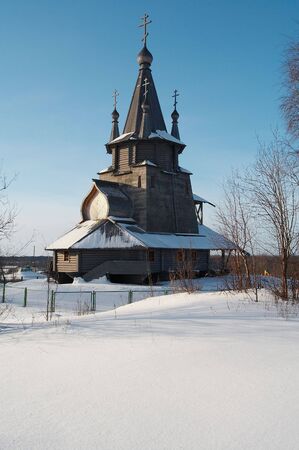 Old wooden church in Povenets, Karelija, Russiaの写真素材