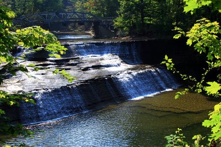 Paine Falls under a bridgeの写真素材