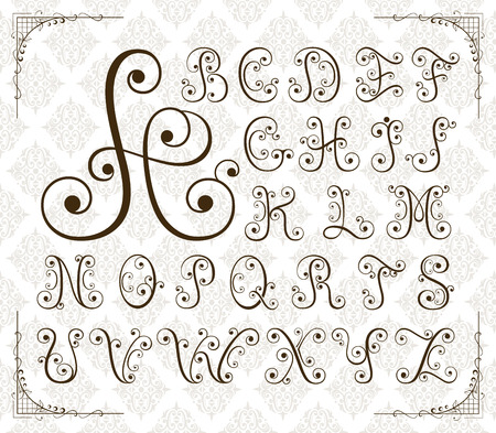 Calligraphic swirly alphabeのイラスト素材