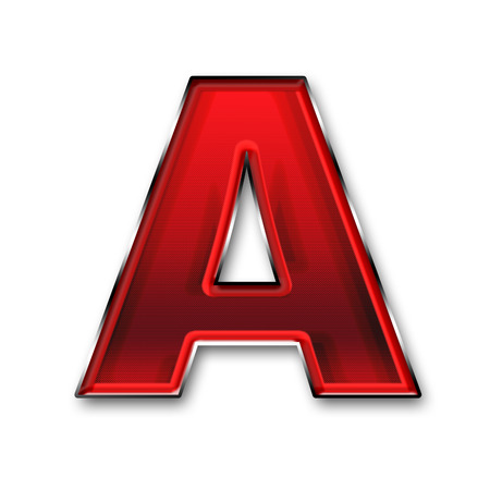 Metal letter A in red isolated on white backgroundの写真素材