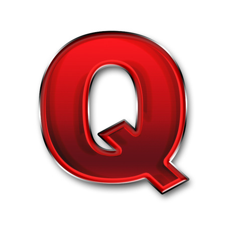 Metal letter Q in red isolated on white backgroundの写真素材