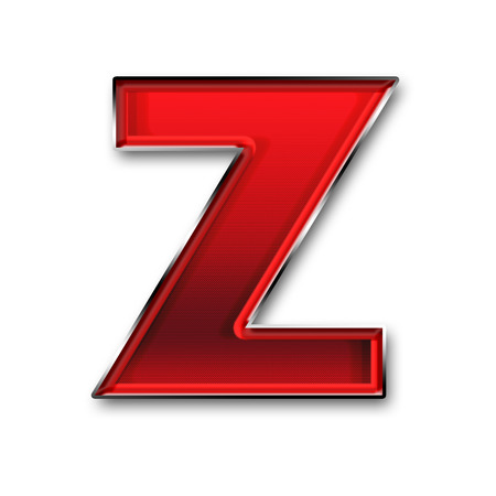 Metal letter Z in red isolated on white backgroundの写真素材