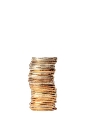 Ukrainian coins isolated on white backgroundの写真素材