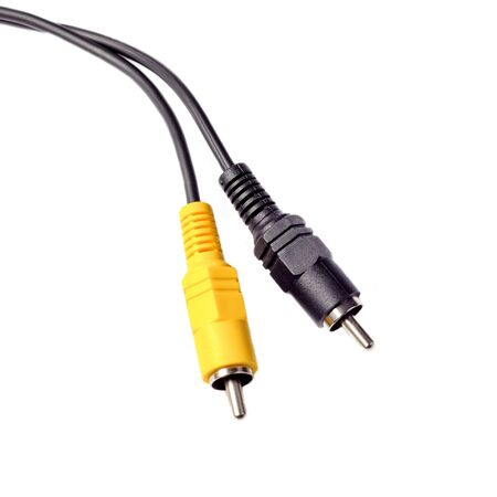Black and yellow cable length video, isolated on white backgroundの写真素材