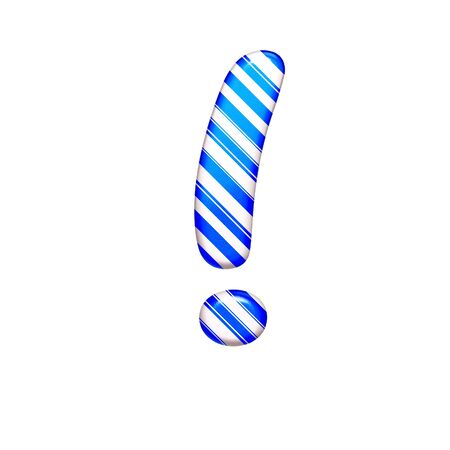 The exclamation mark from the caramel color is blue, isolated on white backgroundの写真素材