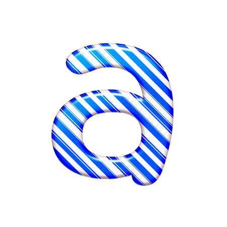 The letter A of caramel color is blue, isolated on white backgroundの写真素材