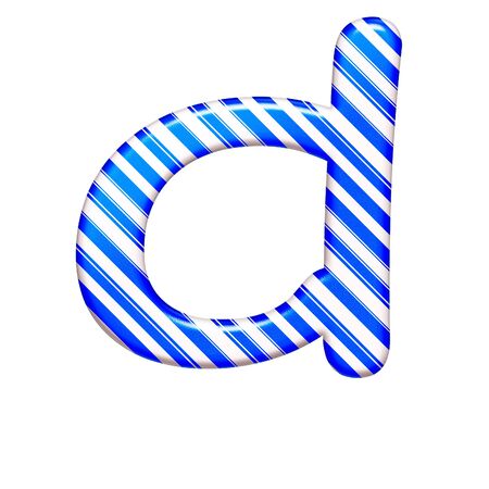 The letter D of caramel color is blue, isolated on white backgroundの写真素材