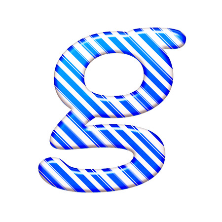 The letter G of caramel color is blue, isolated on white backgroundの写真素材