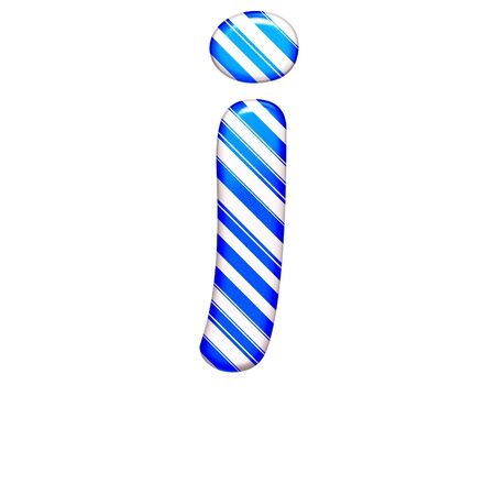 The letter I of caramel color is blue, isolated on white backgroundの写真素材