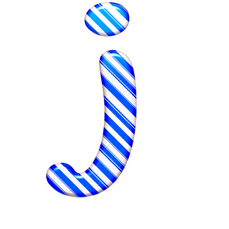 The letter J of caramel color is blue, isolated on white backgroundの写真素材