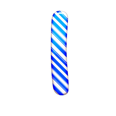 The letter L of caramel color is blue, isolated on white backgroundの写真素材