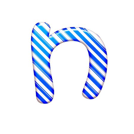 The letter N of caramel color is blue, isolated on white backgroundの写真素材