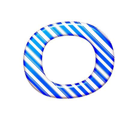 The letter O of caramel color is blue, isolated on white backgroundの写真素材