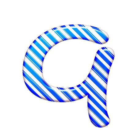 The letter Q of caramel color is blue, isolated on white backgroundの写真素材